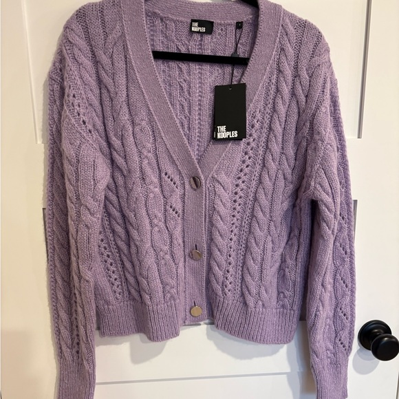 The Kooples Lilac Cable Knit Cardigan. Mix Mohair. Size L/XL. NWT.  MSRP $345 - Picture 4 of 6